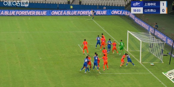 中超半场：汪海健角球破门，卡扎伊双响，申花暂2-2泰山